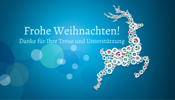 Weihnachtsgruß mit einem grafischen Hirschen bestehend aus Ringen